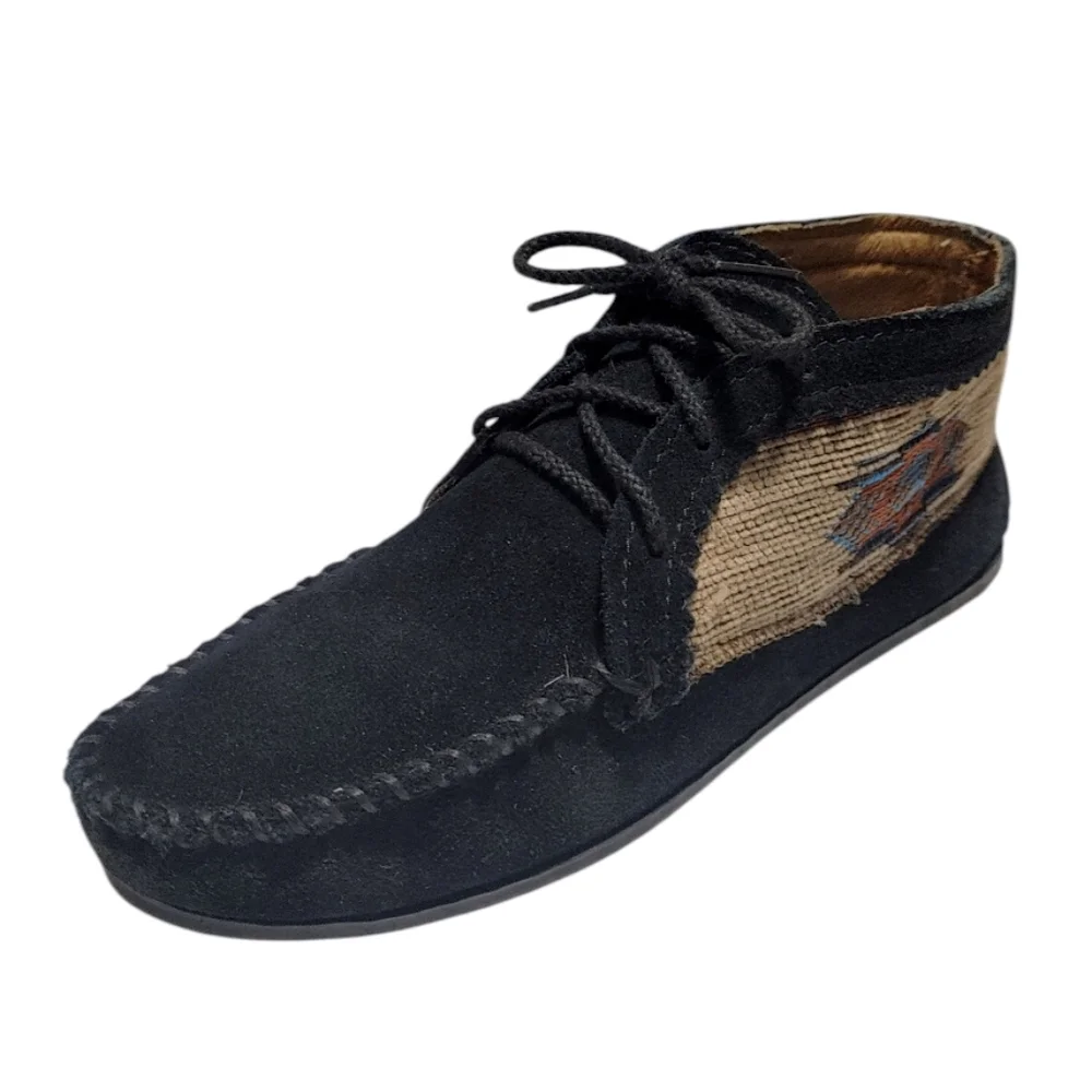 Minnetonka Black Suede El Paso Western Boho Mocassin Boots Women's Size 7.5
